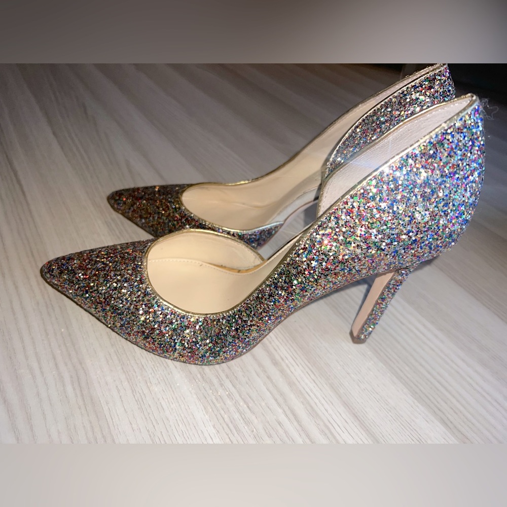 Multicolored Glittery Jessica Simpson Prizma D'Orsay Pump in Party Gold